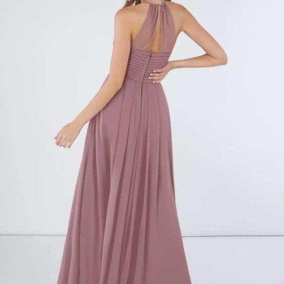 Azazie Ginger Bridesmaid Dress in Dusty Rose - A-line pleated floor-length - Picture 2 of 3